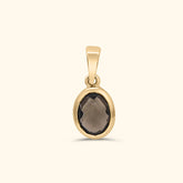 Smoky Oval Pendant van goudkleurig messing met ovale rookkwarts steen – Josephina Jewelry